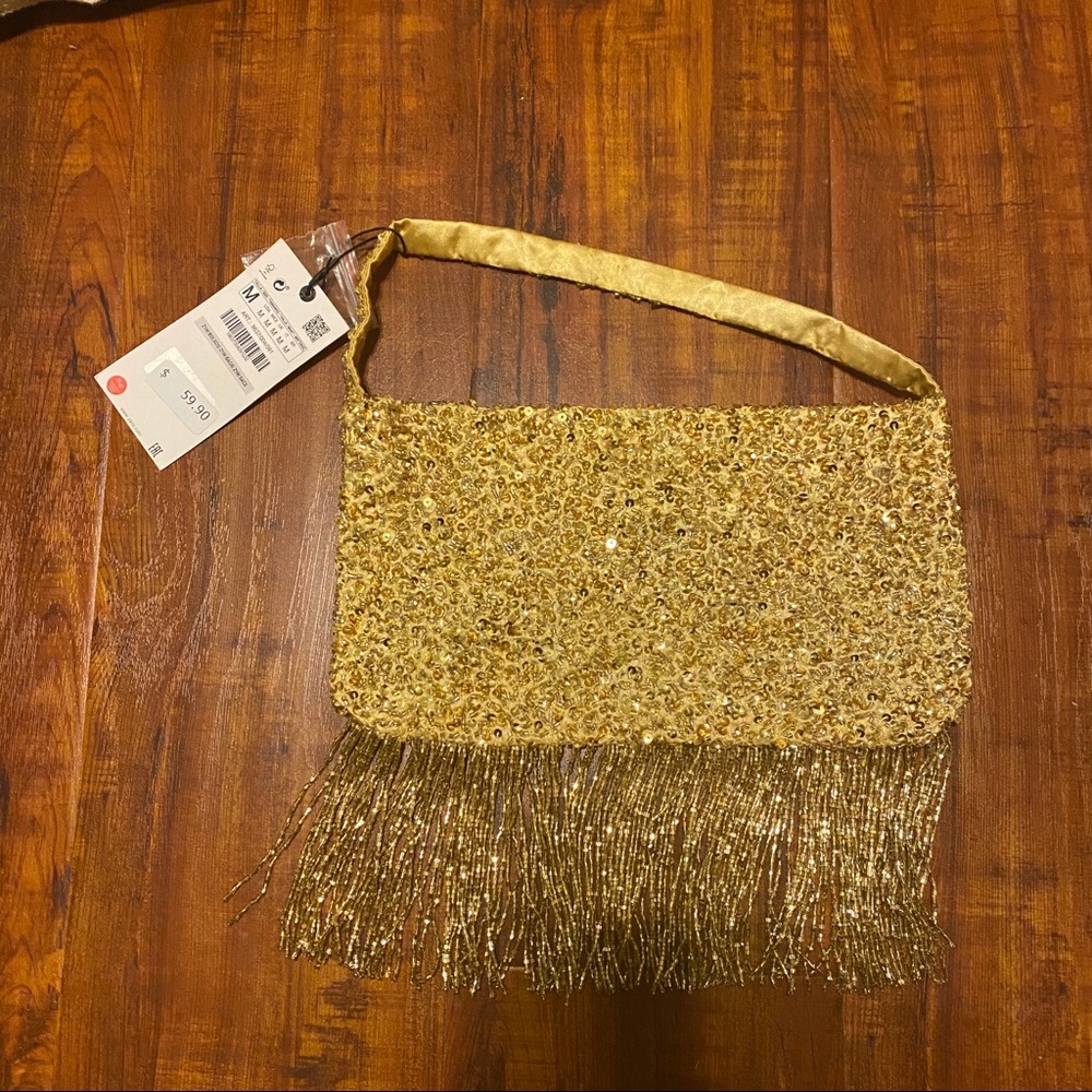 NWT Zara Gold Sequin Bag